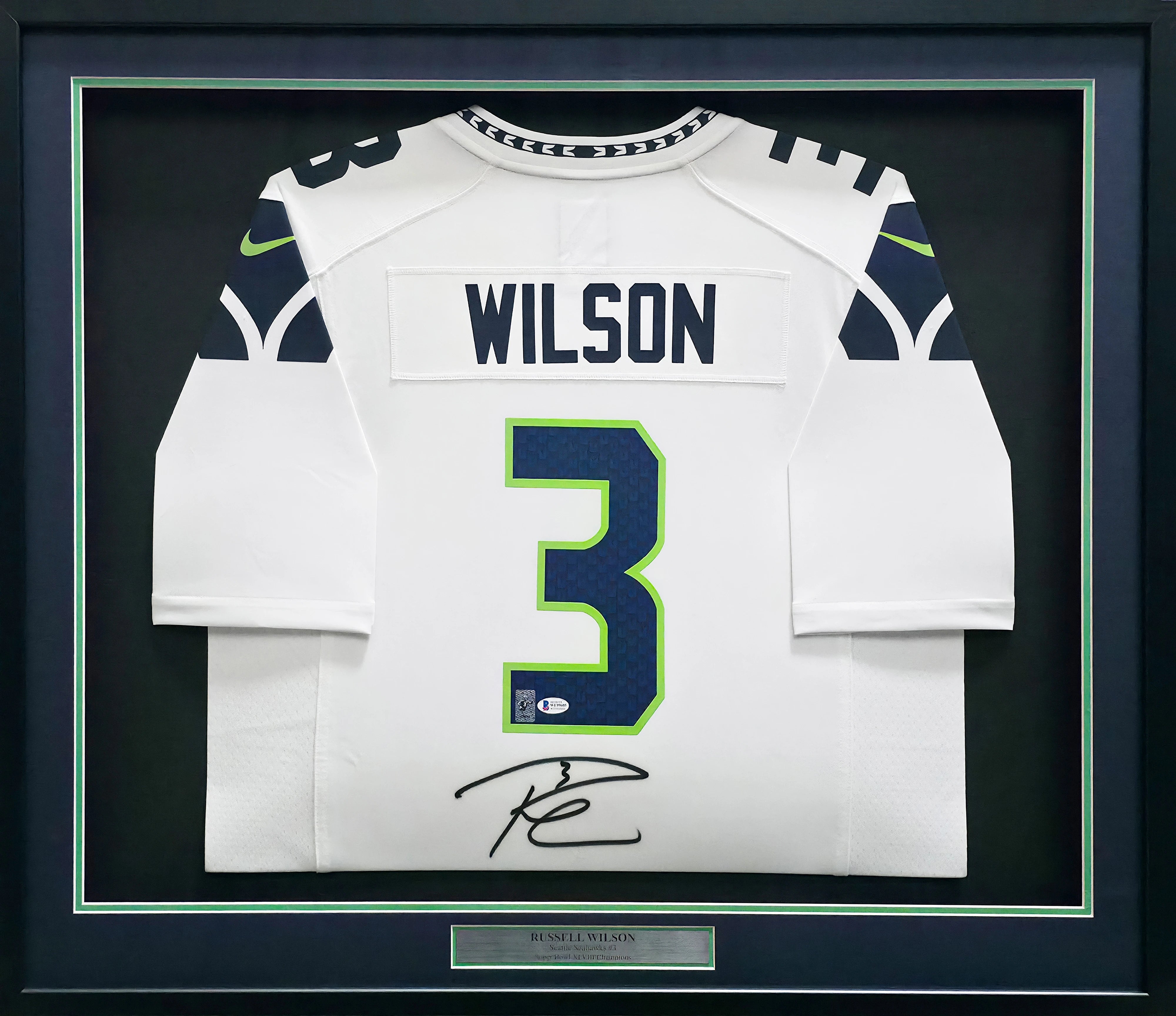Russell Wilson Autographed Seattle Seahawks Framed White Nike Jersey | Triple Certified