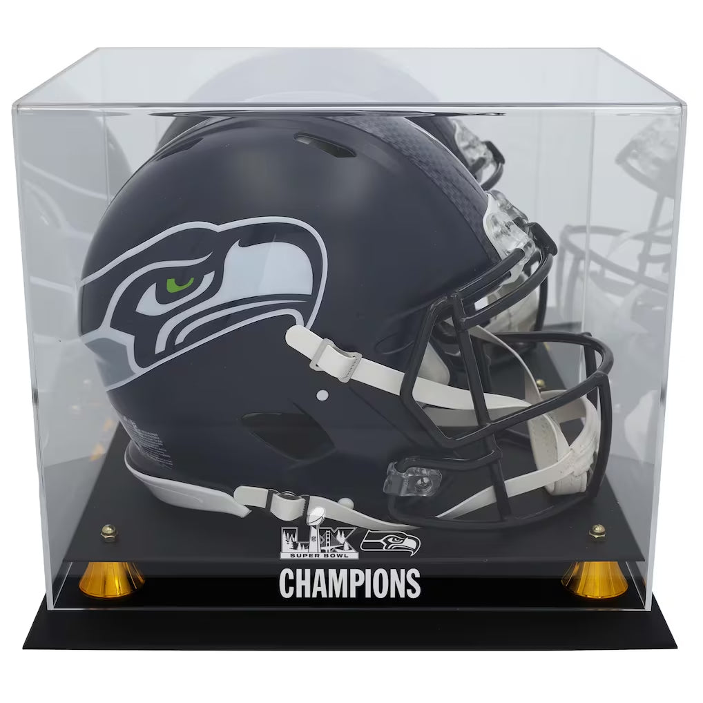 Fanatics Seahawks Super Bowl LX Champions Logo Full Size Helmet Display Case With Mirror