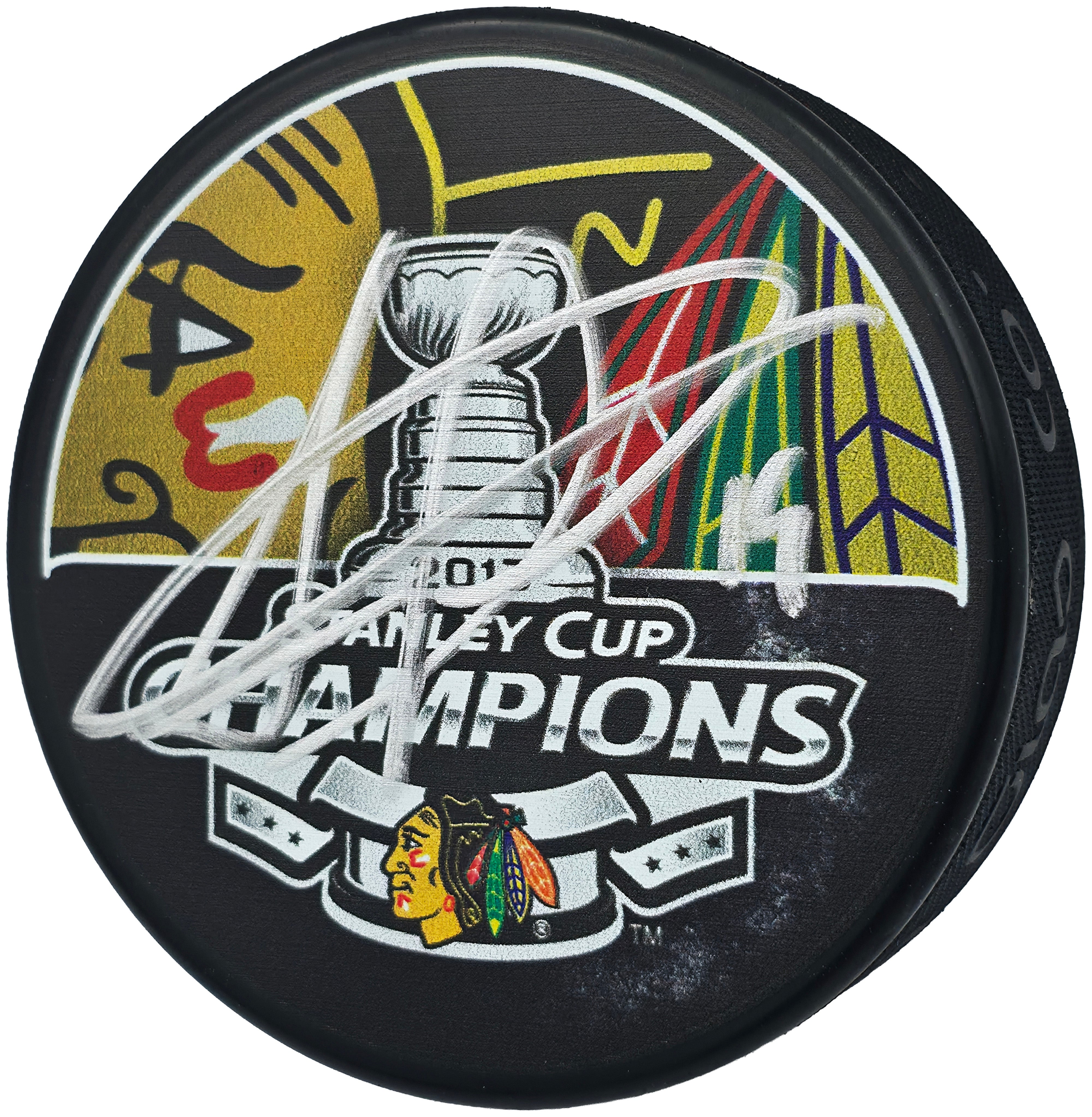 Jonathan Toews Autographed 2013 Stanley Cup Champions Blackhawks Puck Beckett BAS Witness