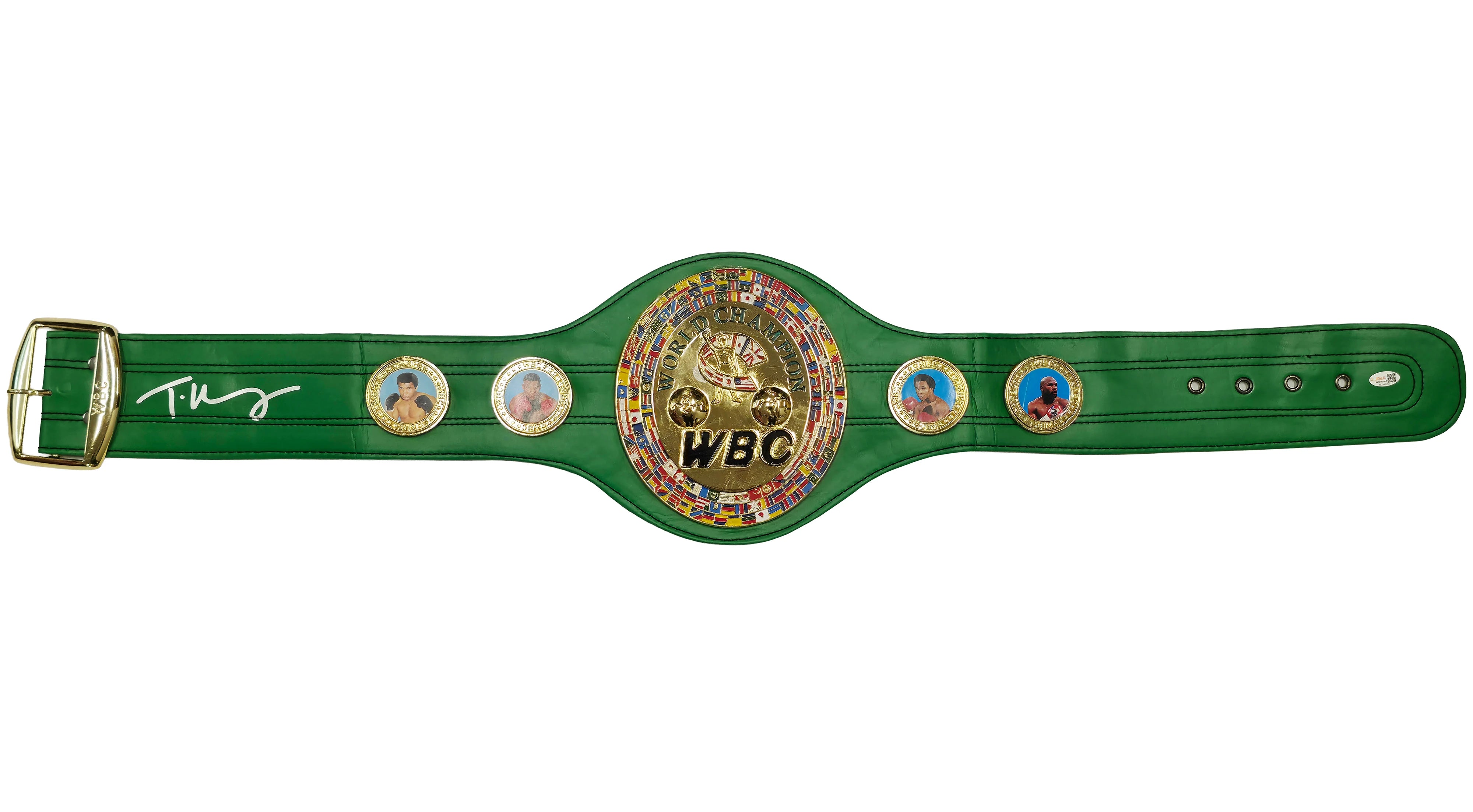 Tyson Fury Autographed Full Size Green WBC World Championship Belt | JSA Witness
