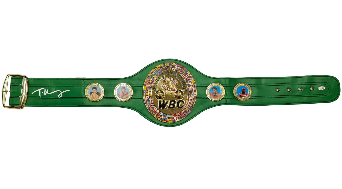 Tyson Fury Autographed Full Size Green WBC World Championship Belt | JSA Witness