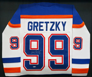 Wayne Gretzky Autographed Edmonton Oilers 1986-87 White Throwback Jersey Framed | UDA