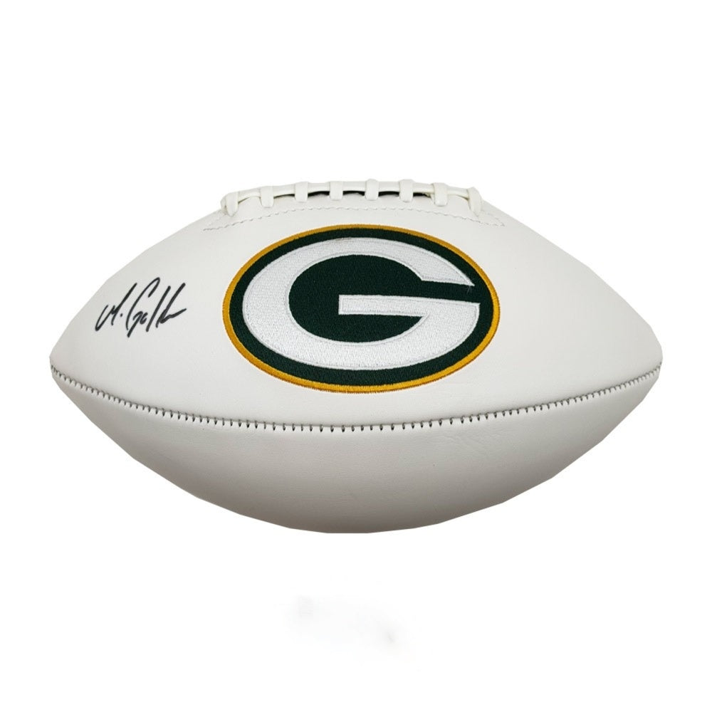 Matthew Golden Autographed Green Bay Packers White Logo Football - Beckett BAS Authenticated