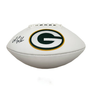 Matthew Golden Autographed Green Bay Packers White Logo Football - Beckett BAS Authenticated