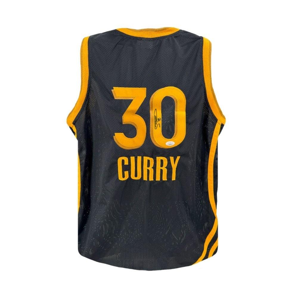 Stephen Curry Autographed Golden State Warriors Black City Edition Custom Basketball Jersey Size XL - JSA Authenticated