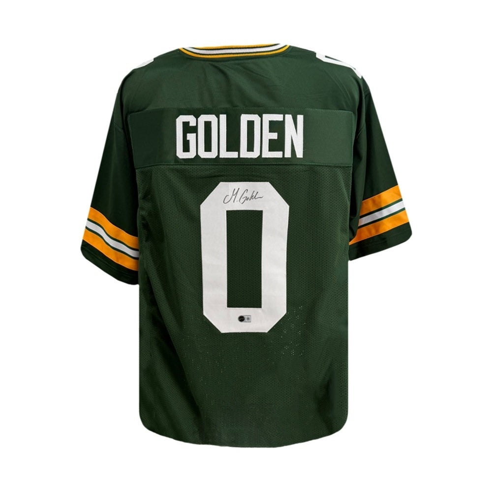 Matthew Golden Autographed Green Bay Packers Green Custom Football Jersey (Size XL) - Beckett BAS Authenticated