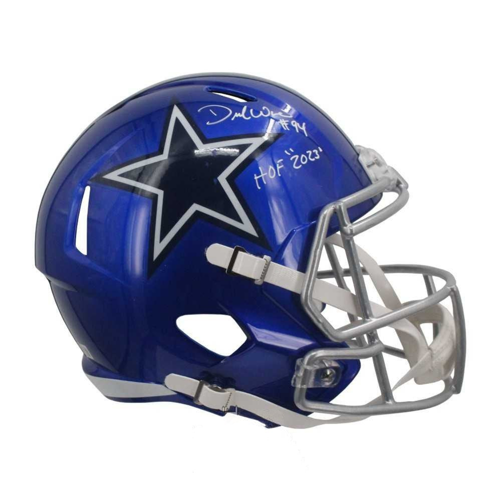 DeMarcus Ware Autographed Dallas Cowboys Flash Replica Full-Size Football Helmet with "HOF 2023" Inscription - Beckett BAS Certified