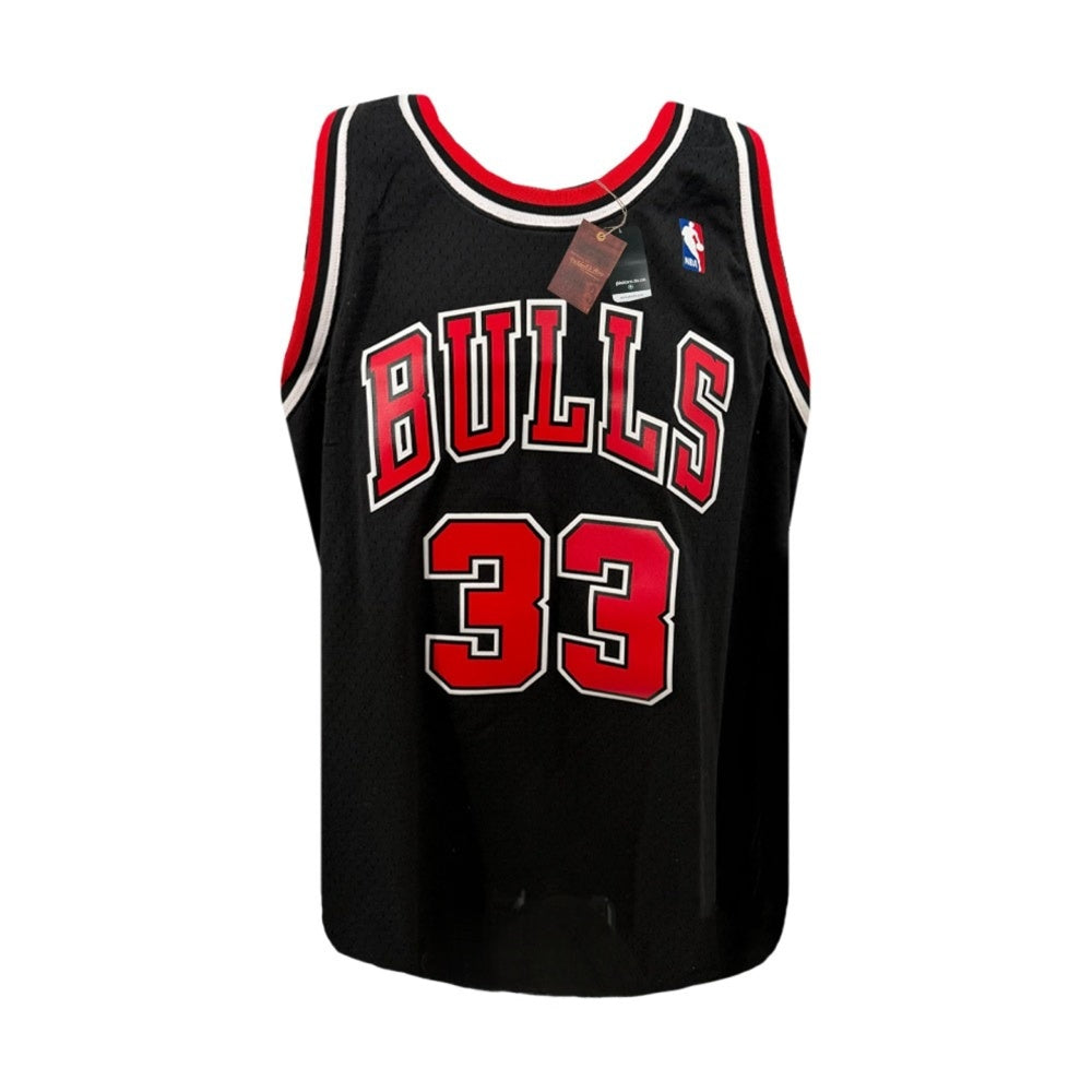 Scottie Pippen Autographed Chicago Bulls Mitchell & Ness 1997-98 Black Hardwood Classics Jersey - Beckett BAS Authenticated