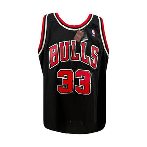 Scottie Pippen Autographed Chicago Bulls Mitchell & Ness 1997-98 Black Hardwood Classics Jersey - Beckett BAS Authenticated