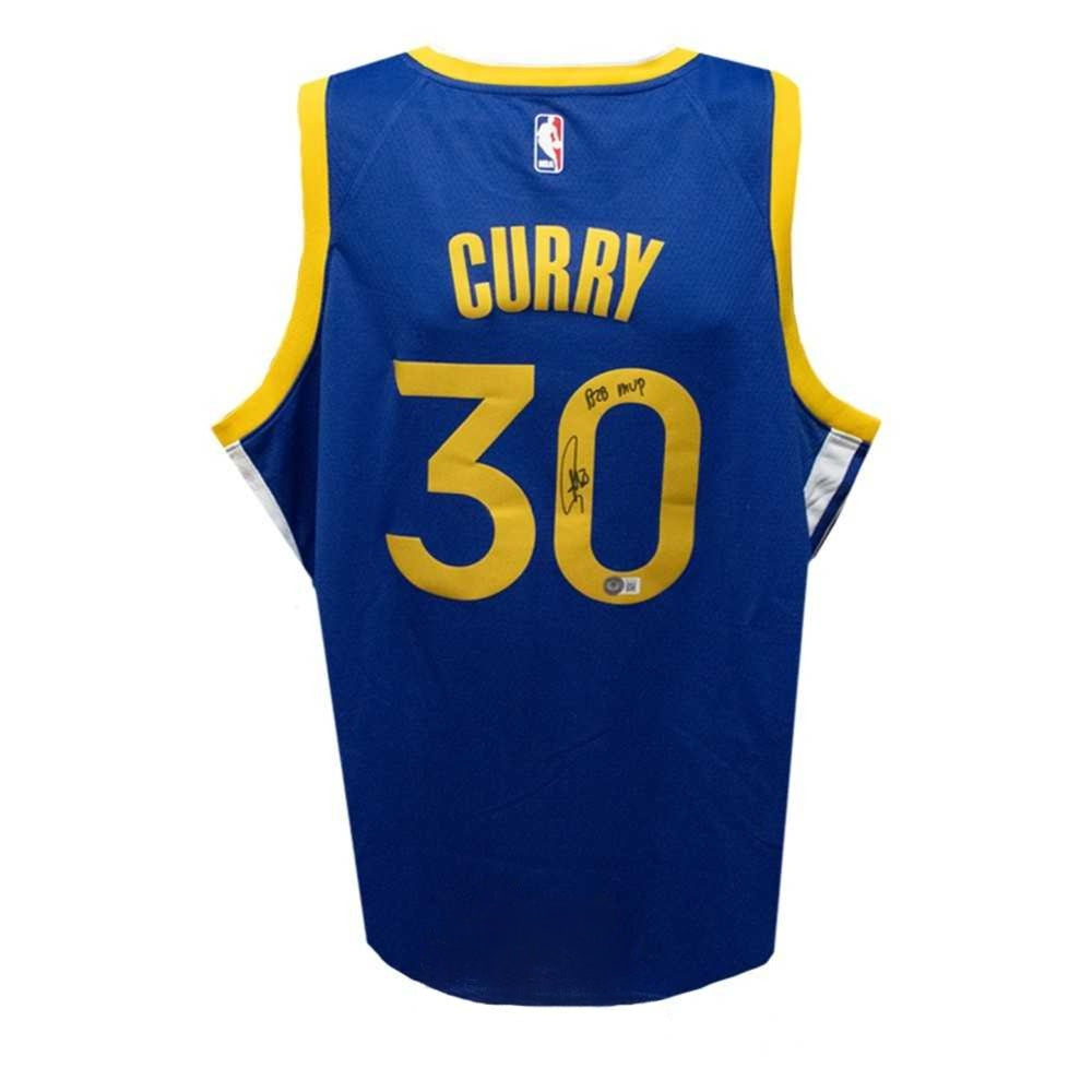 Golden State Warriors Stephen Curry Autographed Blue Nike Swingman Jersey with "B2B MVP" Inscription - Beckett BAS COA