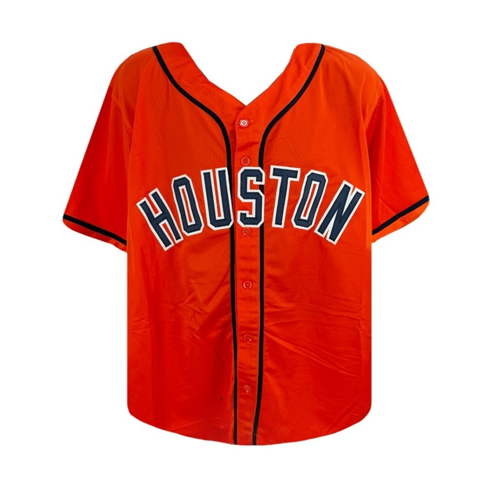 Yordan Alvarez Autographed Houston Astros Orange Custom Baseball Jersey (Size XL) - Beckett Authenticated (BAS)