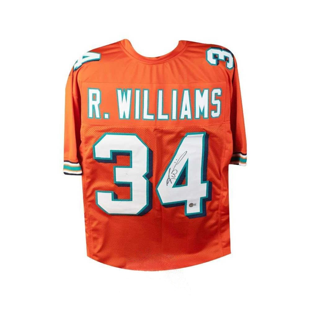 Ricky Williams Autographed Miami Dolphins Orange Custom Football Jersey BAS Authenticated