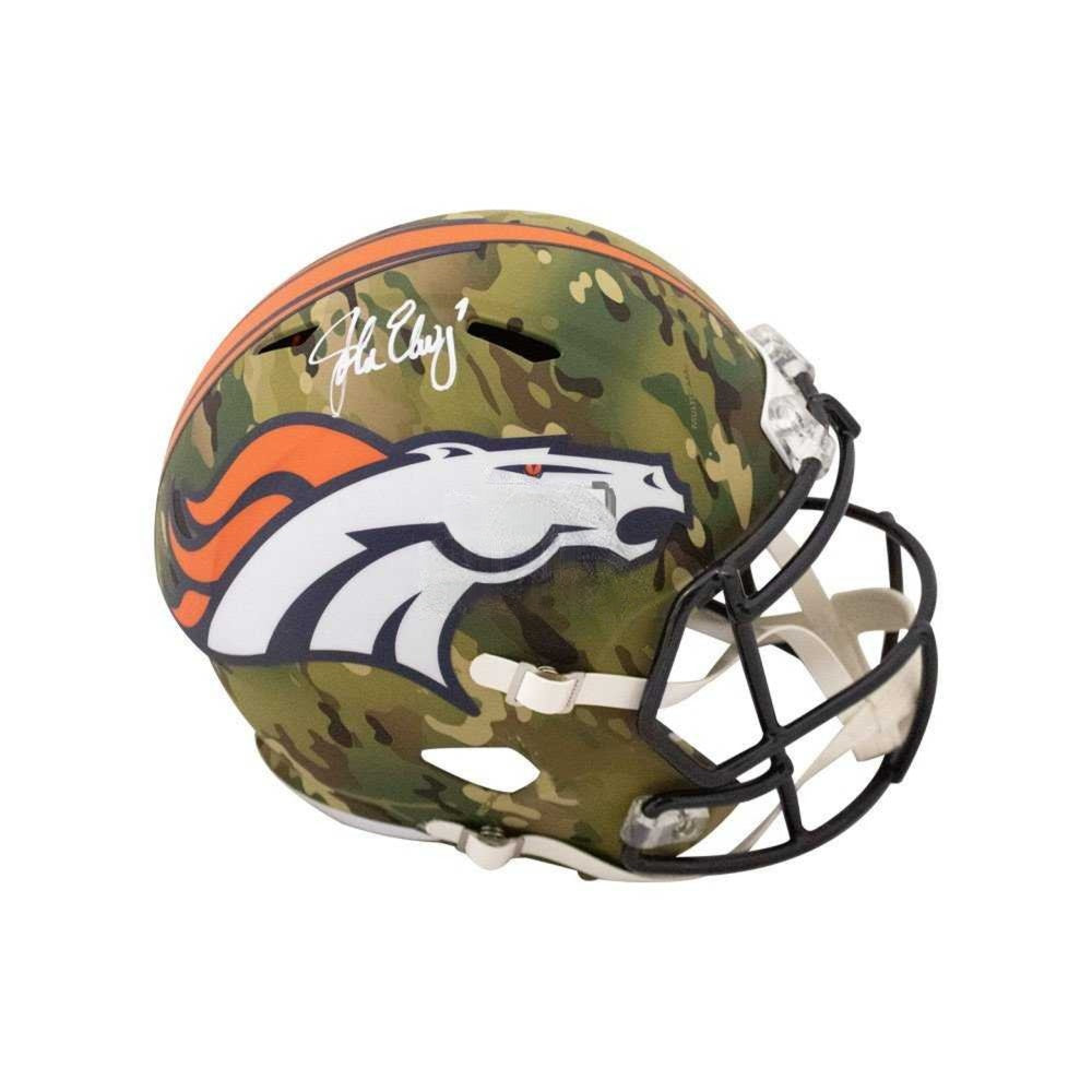 John Elway Autographed Denver Broncos Camo Replica Full-Size Football Helmet - Beckett BAS Certified