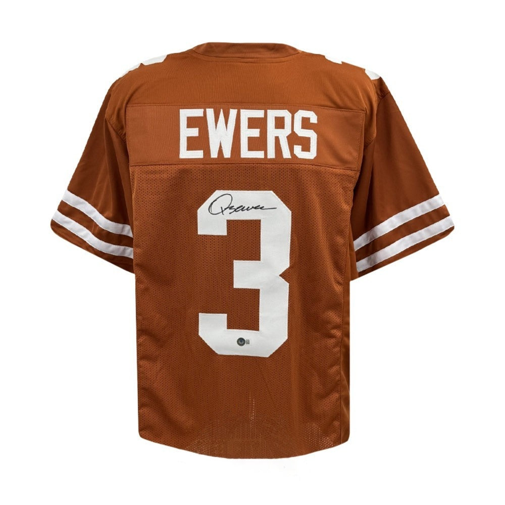 Quinn Ewers Autographed Texas Longhorns Custom Orange Football Jersey BAS Authenticated