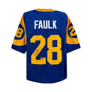 St. Louis Rams Marshall Faulk Autographed Custom Football Jersey - Beckett BAS COA