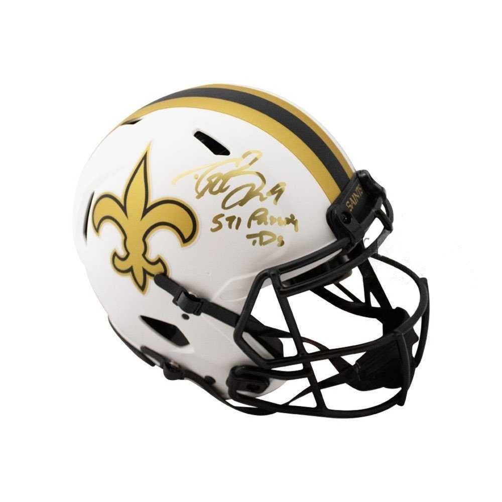 Drew Brees 571 Passing TDs Autographed Saints Lunar Eclipse Authentic Full-Size Helmet - BAS COA