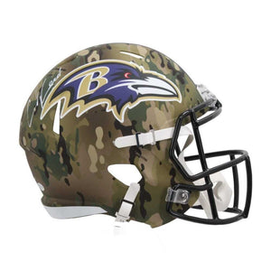 Ed Reed Autographed Baltimore Ravens Camo Full-Size Replica Football Helmet - Beckett Authentication Services (BAS) Certified