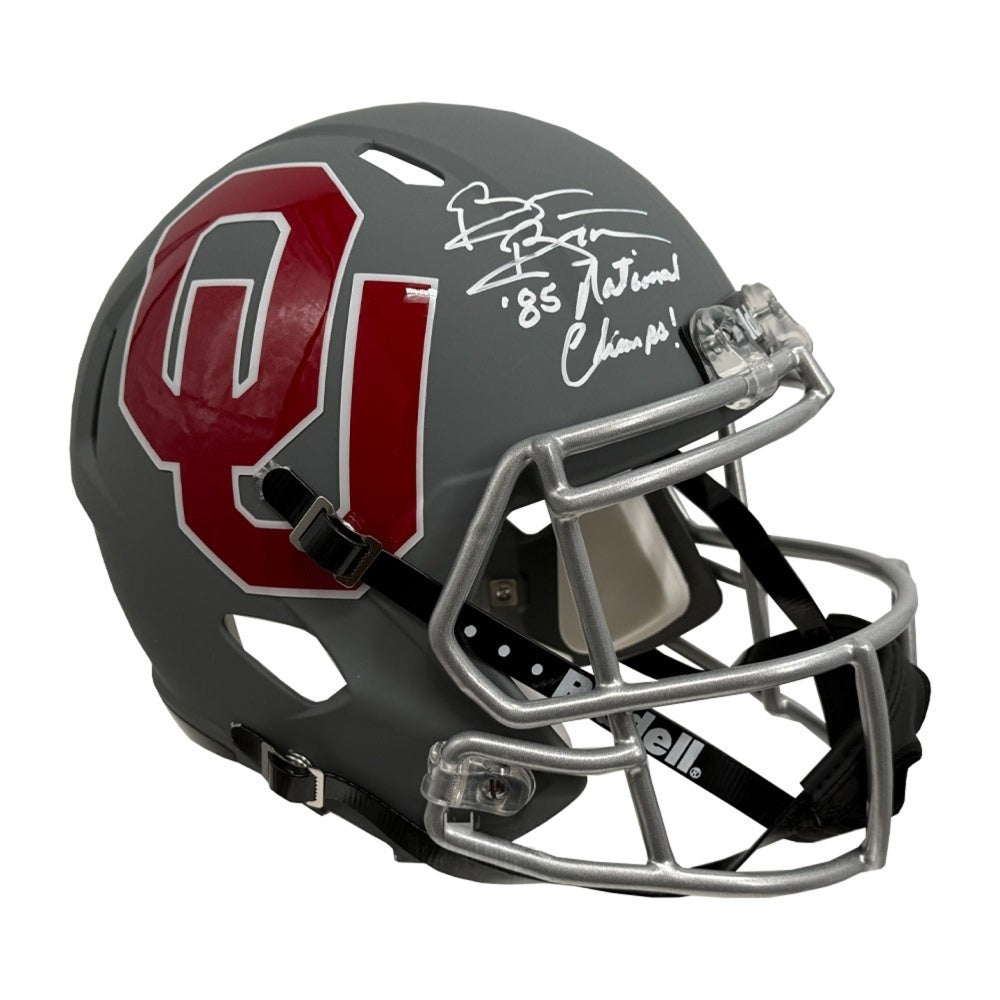 Brian Bosworth Autographed Oklahoma Sooners AMP Replica Full-Size Football Helmet with '85 Nat'l Champs Inscription - Beckett BAS Authenticated