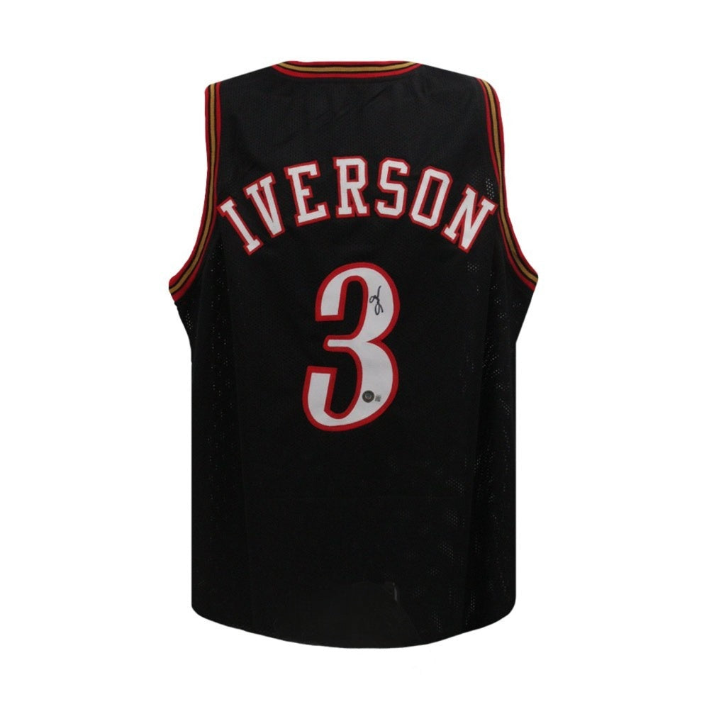 Allen Iverson Signed Philadelphia 76ers Custom Black Basketball Jersey – Beckett BAS Certified