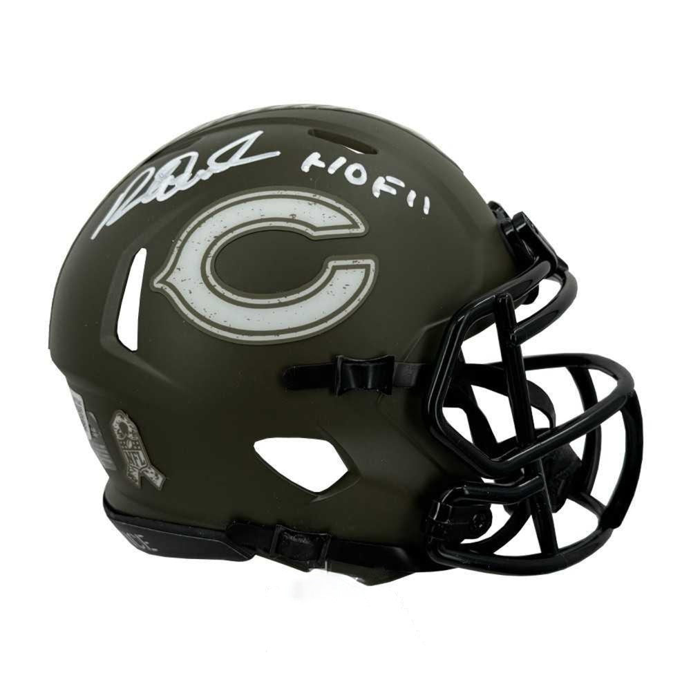 Richard Dent Autographed Chicago Bears Salute to Service Mini Helmet with "HOF 11" Inscription - Beckett Authentication Services (BAS) Certified