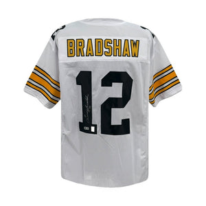 Terry Bradshaw Signed Pittsburgh Steelers White Jersey – BAS COA