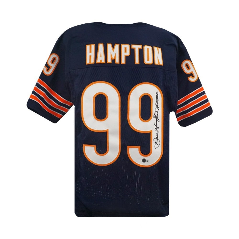 Dan Hampton Signed Chicago Bears Navy Jersey "HOF 2002" BAS Authenticated