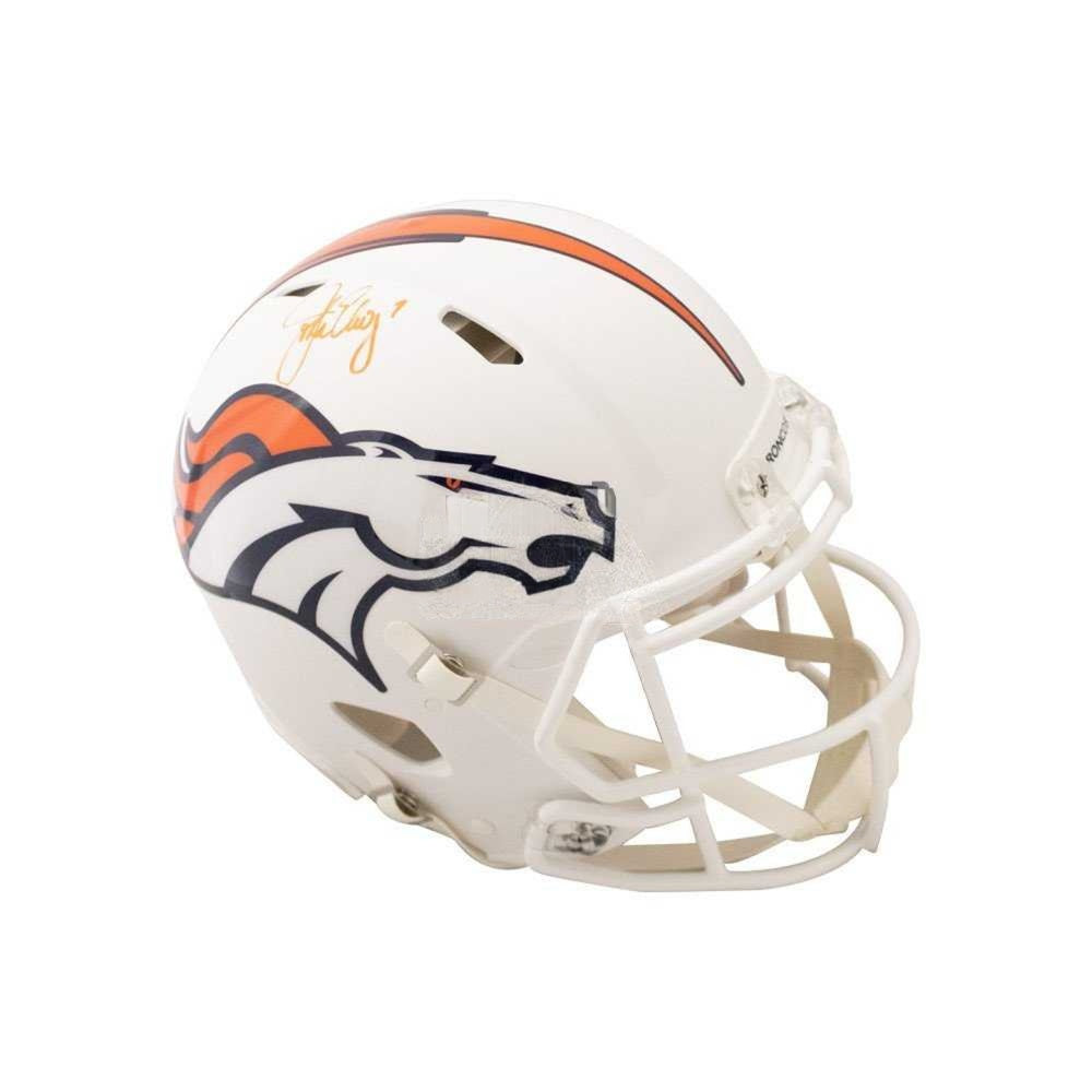 John Elway Autographed Denver Broncos Flat White Authentic Full-Size Football Helmet - Beckett BAS Certified