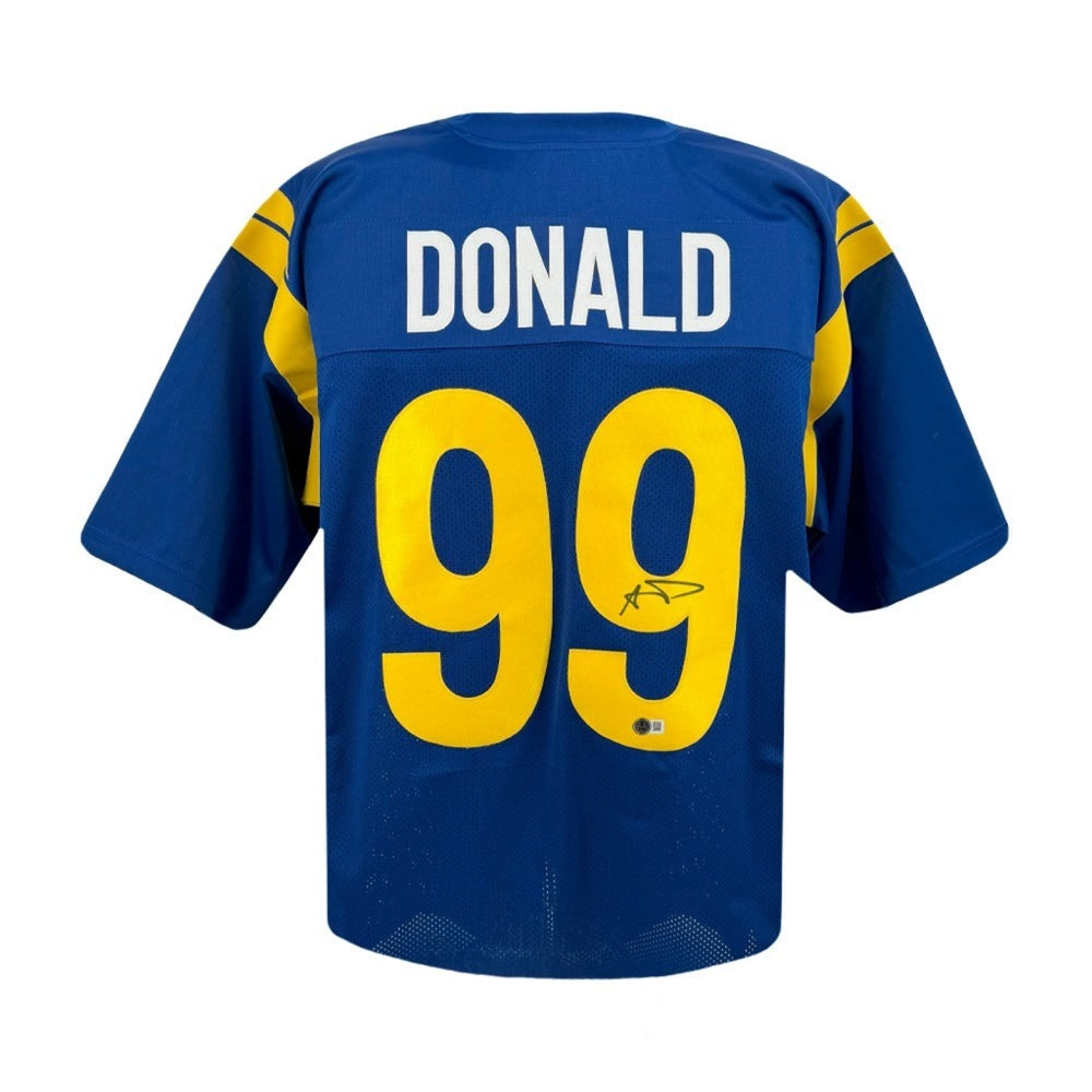 Aaron Donald Autographed Los Angeles Rams Custom Blue Football Jersey BAS Authenticated