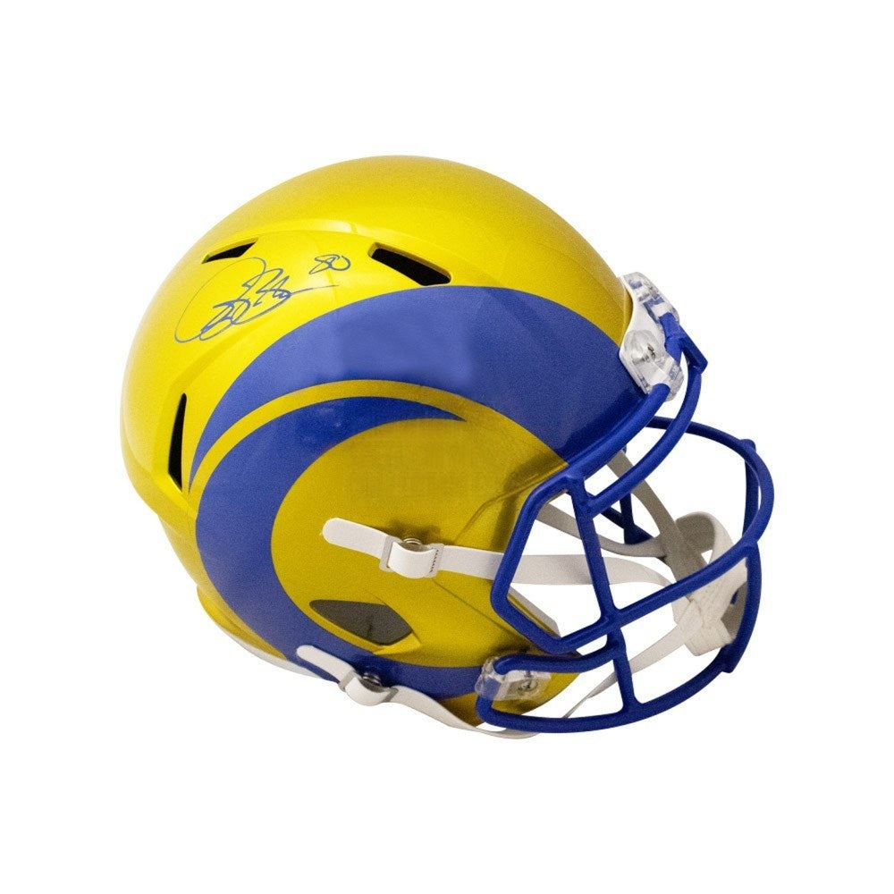Isaac Bruce Autographed St. Louis Rams Flash Replica Full-Size Football Helmet (Blue Ink) - Beckett BAS Authenticated