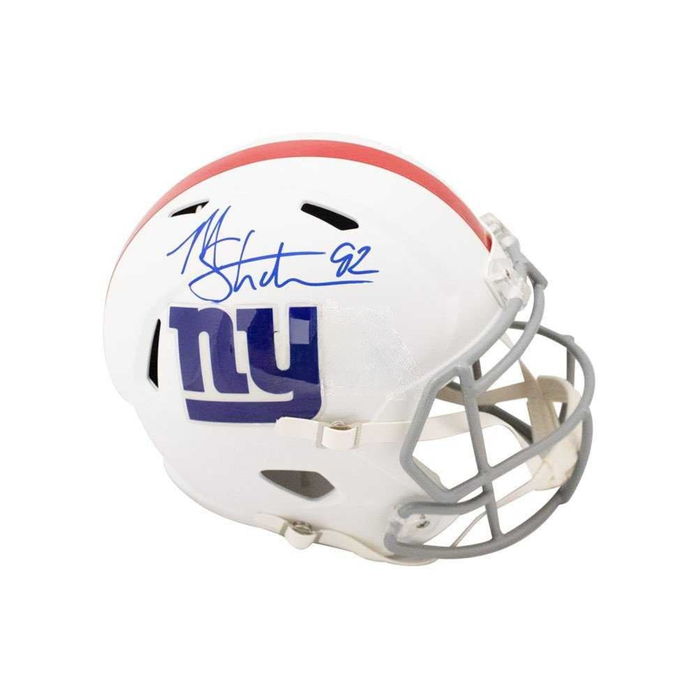 Michael Strahan Autographed New York Giants Flat White Full-Size Replica Football Helmet - Beckett BAS Authenticated