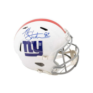 Michael Strahan Autographed New York Giants Flat White Full-Size Replica Football Helmet - Beckett BAS Authenticated