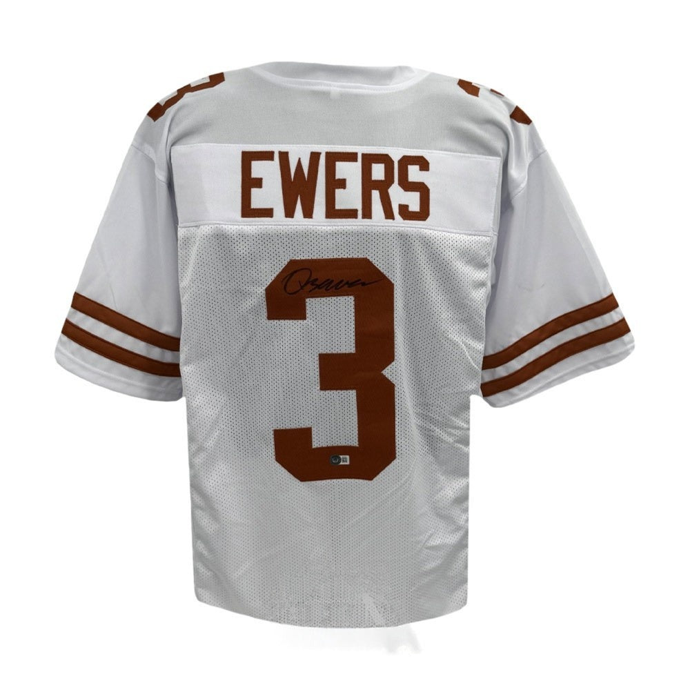 Quinn Ewers Autographed Texas Longhorns Custom White Football Jersey BAS Authenticated