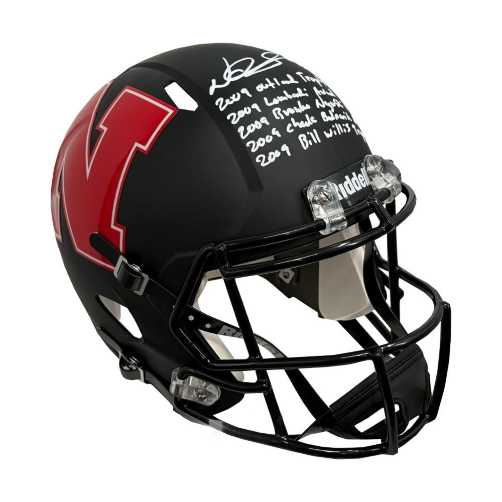 Ndamukong Suh Autographed Nebraska Cornhuskers AMP Replica Full Size Football Helmet with 5 Award Inscriptions - JSA Authenticated