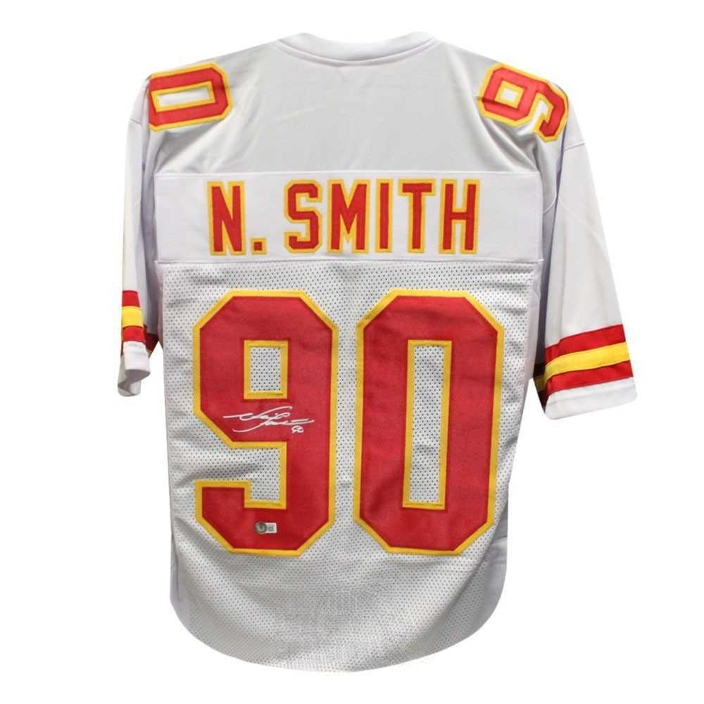 Neil Smith Autographed Kansas City Custom White Football Jersey - Beckett BAS Certified