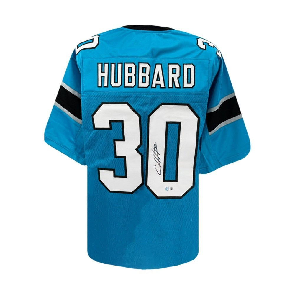 Chuba Hubbard Autographed Carolina Panthers Custom Blue Football Jersey (Size XL) - Beckett BAS Authenticated