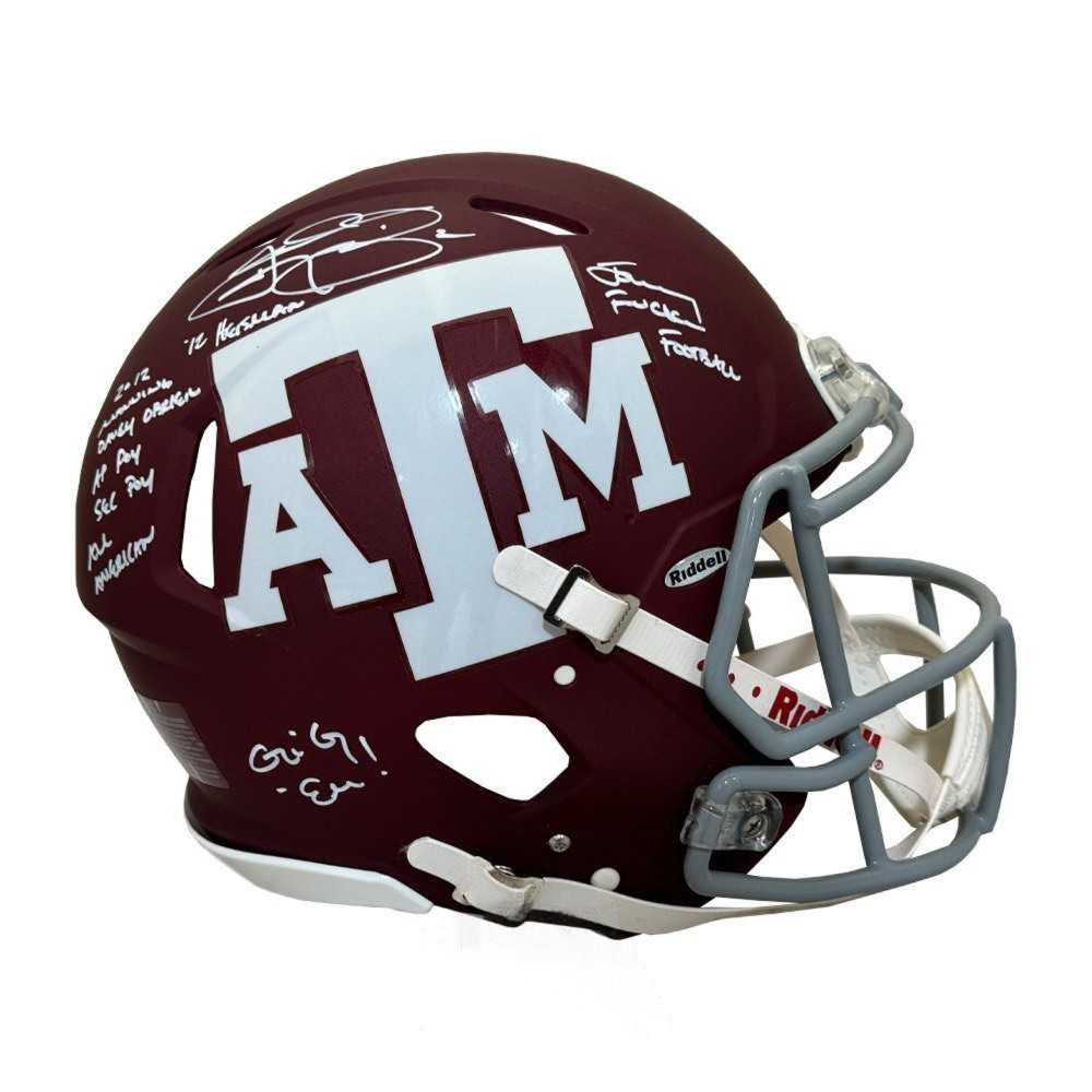 Johnny Manziel Autographed Texas A&M Full-Size Helmet w/8 Inscriptions – JSA Witnessed