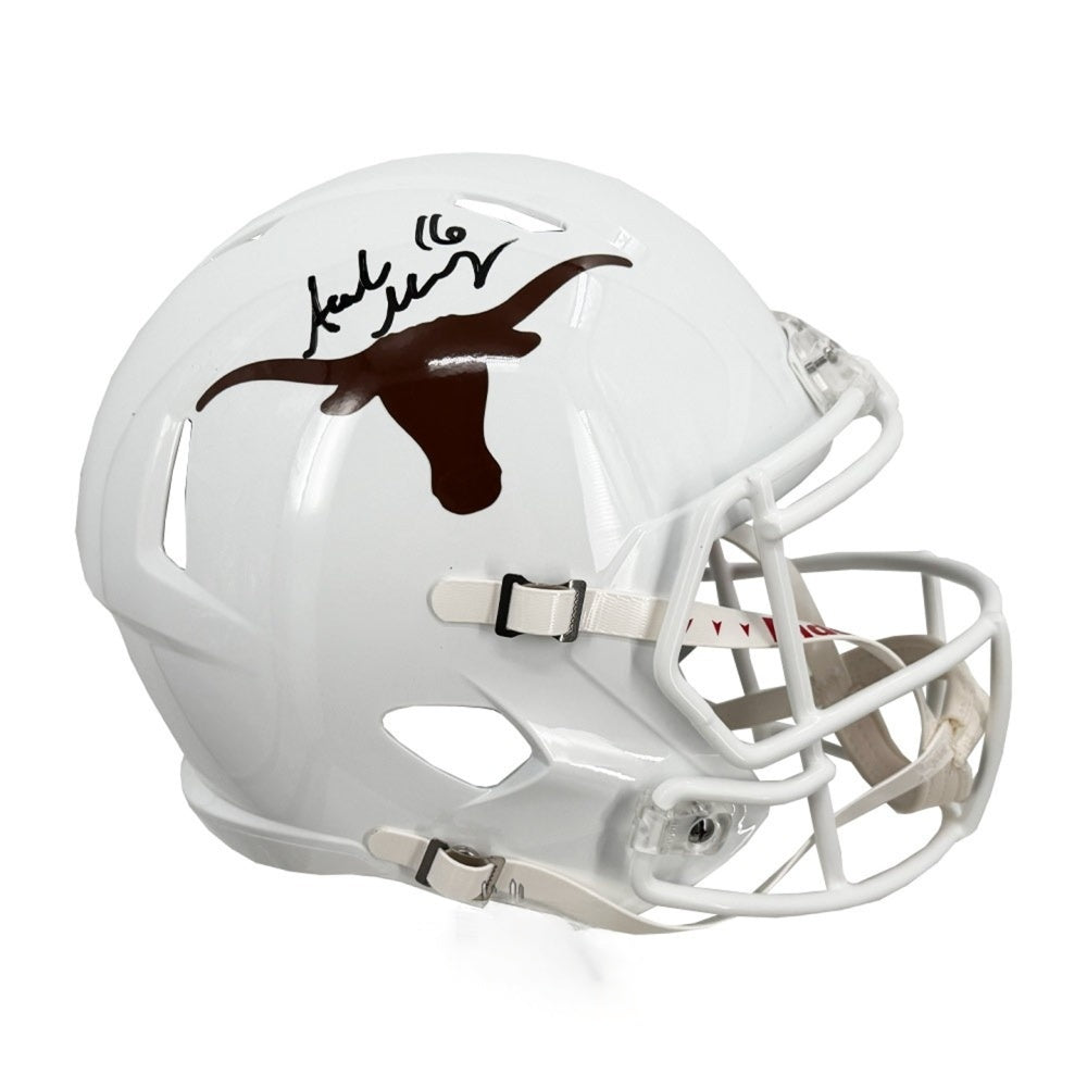 Texas Longhorns Arch Manning Autographed White Riddell Speed Full-Size Replica Football Helmet - Panini Authentic