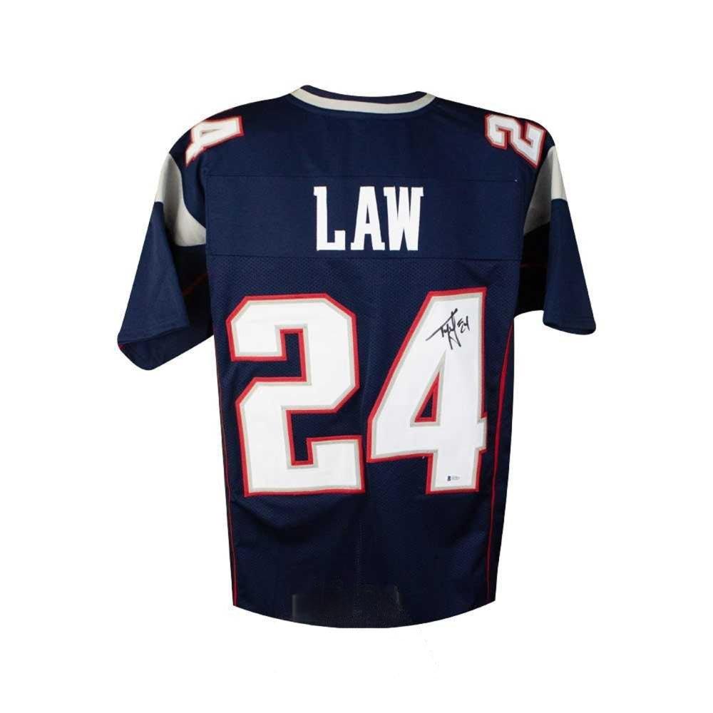 Ty Law Autographed New England Patriots Custom Navy Football Jersey - Beckett BAS Certified