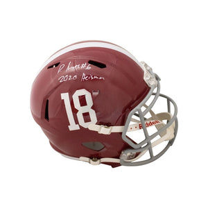 DeVonta Smith Autographed Alabama Crimson Tide Speed Full-Size Replica Helmet with "2020 Heisman" Inscription - Beckett BAS Certified