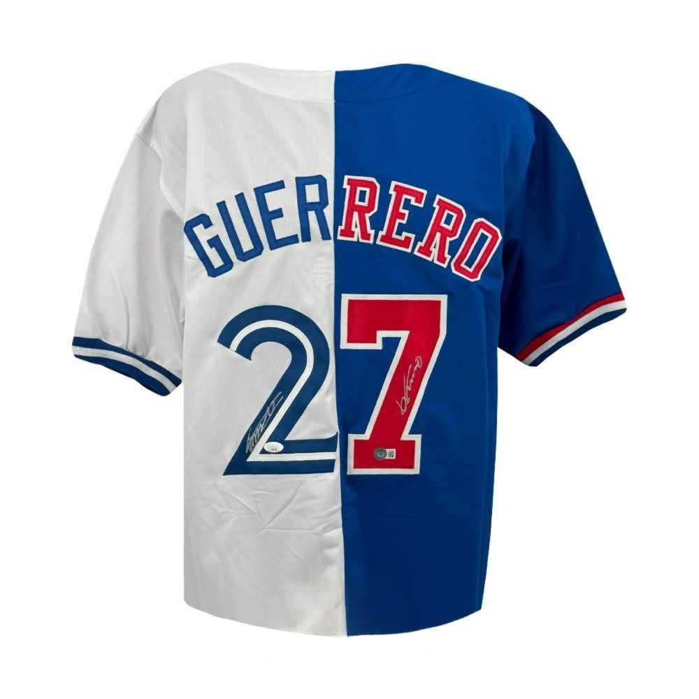 Vladimir Guerrero Jr & Sr Dual Autographed Custom Baseball Jersey - Beckett BAS & JSA COA