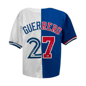 Vladimir Guerrero Jr & Sr Dual Autographed Custom Baseball Jersey - Beckett BAS & JSA COA
