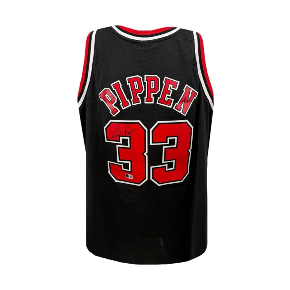 Scottie Pippen Autographed Chicago Bulls Mitchell & Ness 1997-98 Black Hardwood Classics Jersey - Beckett BAS Authenticated