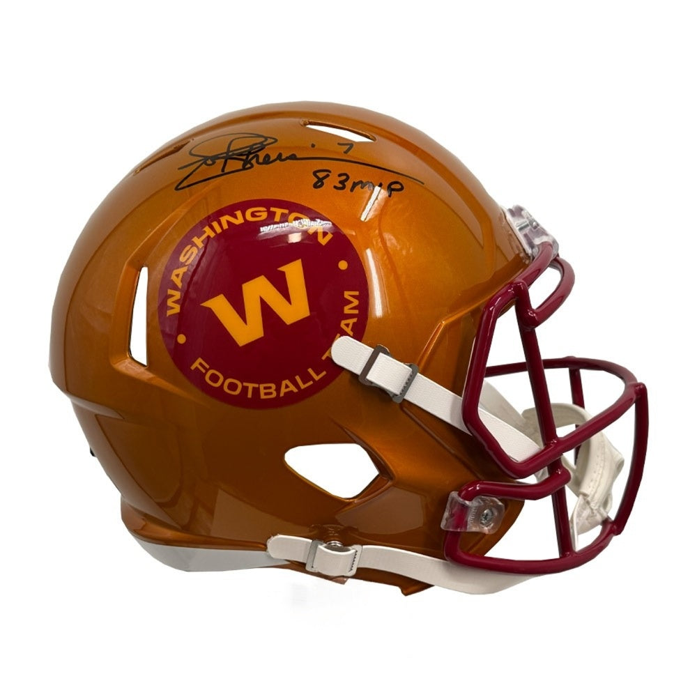 Joe Theismann Autographed Washington Flash Replica Full-Size Football Helmet with '83 MVP Inscription - Beckett BAS Authenticated