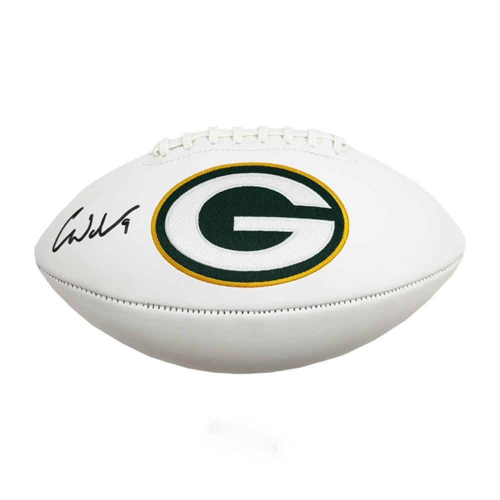 Christian Watson Autographed Green Bay Packers White Logo Football - Beckett BAS Authenticated