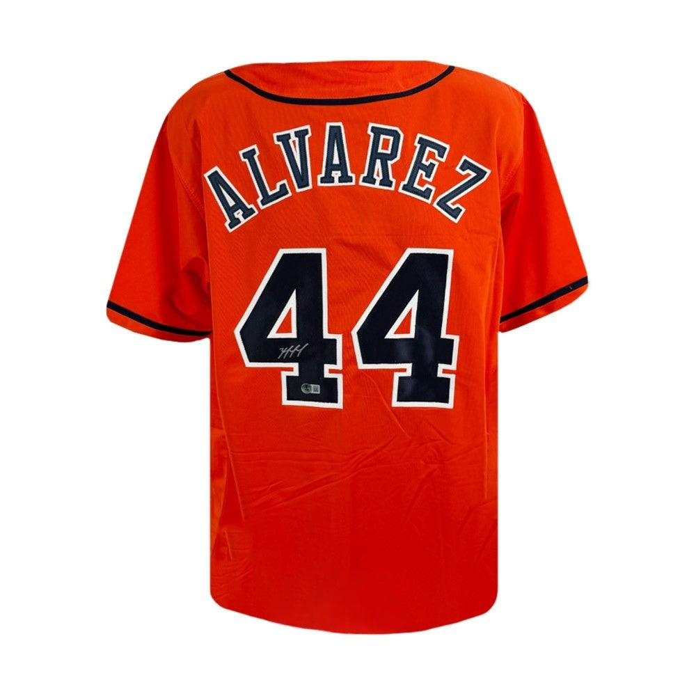 Yordan Alvarez Autographed Houston Astros Orange Custom Baseball Jersey (Size XL) - Beckett Authenticated (BAS)