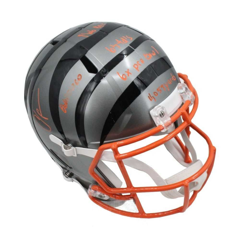 Chad Ochocinco Johnson Autographed Cincinnati Flash 5 Stats Full Size Football Helmet  - BAS