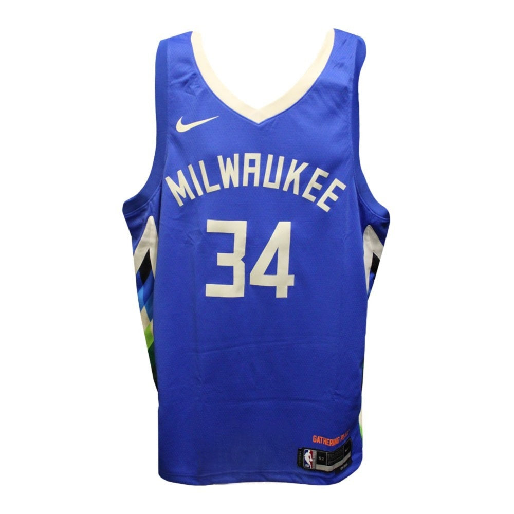 Giannis Antetokounmpo Signed Milwaukee City Edition Blue Jersey – BAS