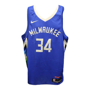 Giannis Antetokounmpo Signed Milwaukee City Edition Blue Jersey – BAS