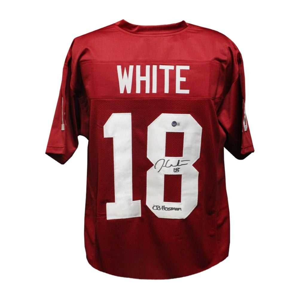 Jason White Autographed Oklahoma Sooners 2003 Heisman Custom Red Football Jersey with "03 Heisman" Inscription - Beckett BAS Certified